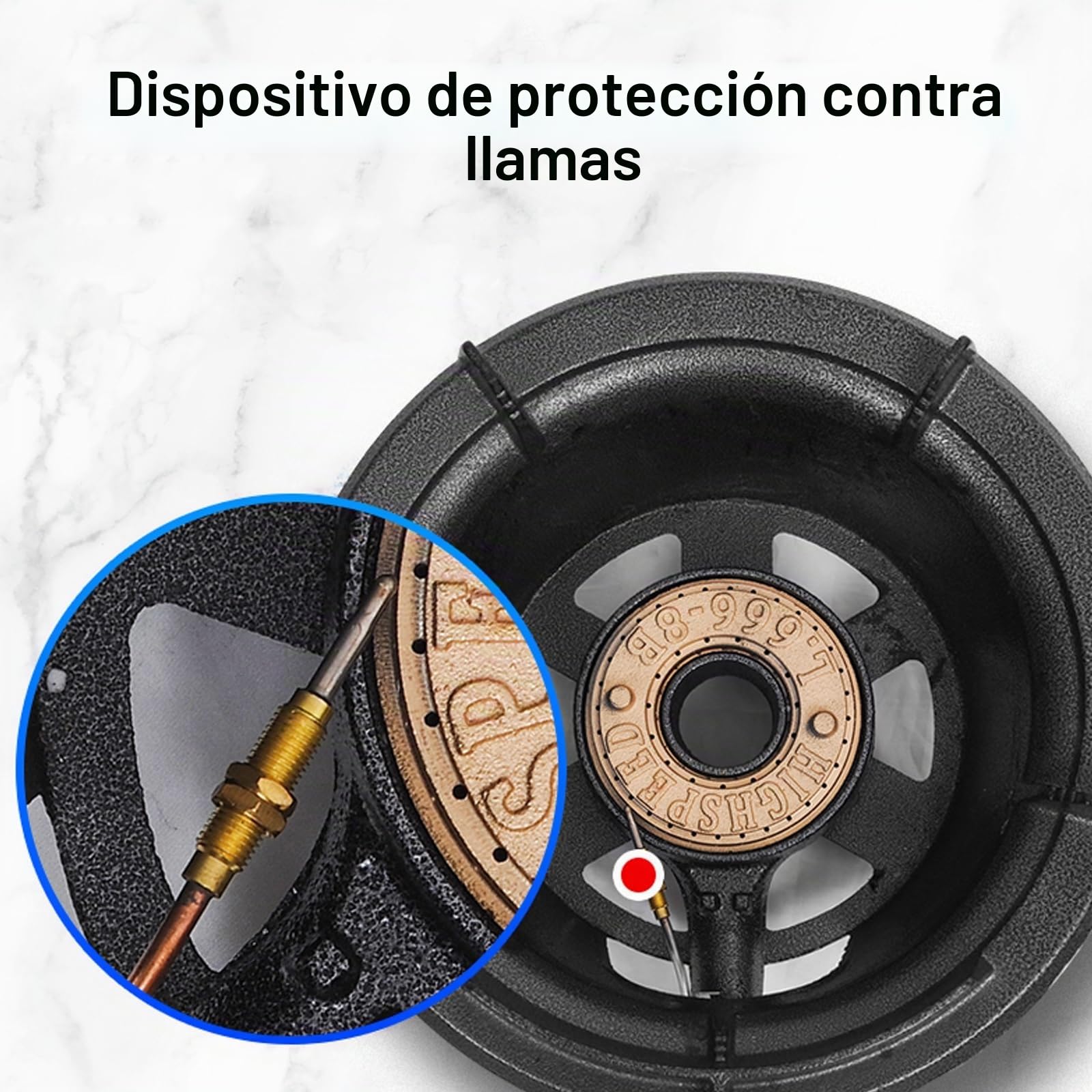 Hornillo Gas Butano, Presión Alta Cocina de Gas Butano con Encendido Automático, Potencia Ajustable, Quemador Individual de Hierro Fundido, Ideal para Cocinar en Wok(34cm)