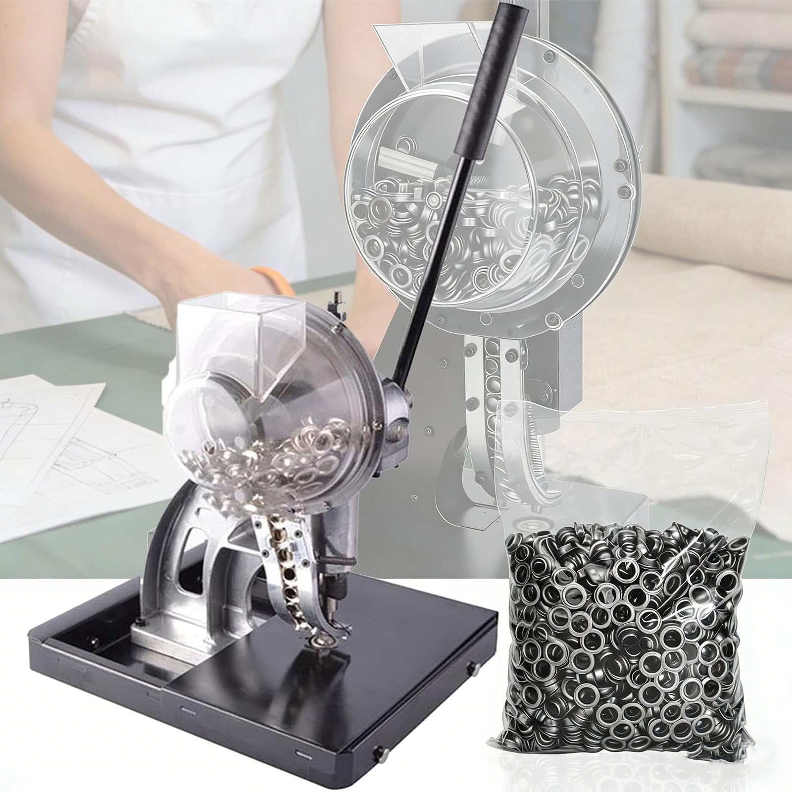 Kit de herramientas con ojales, máquina perforadora manual y automática para carteles y carteles