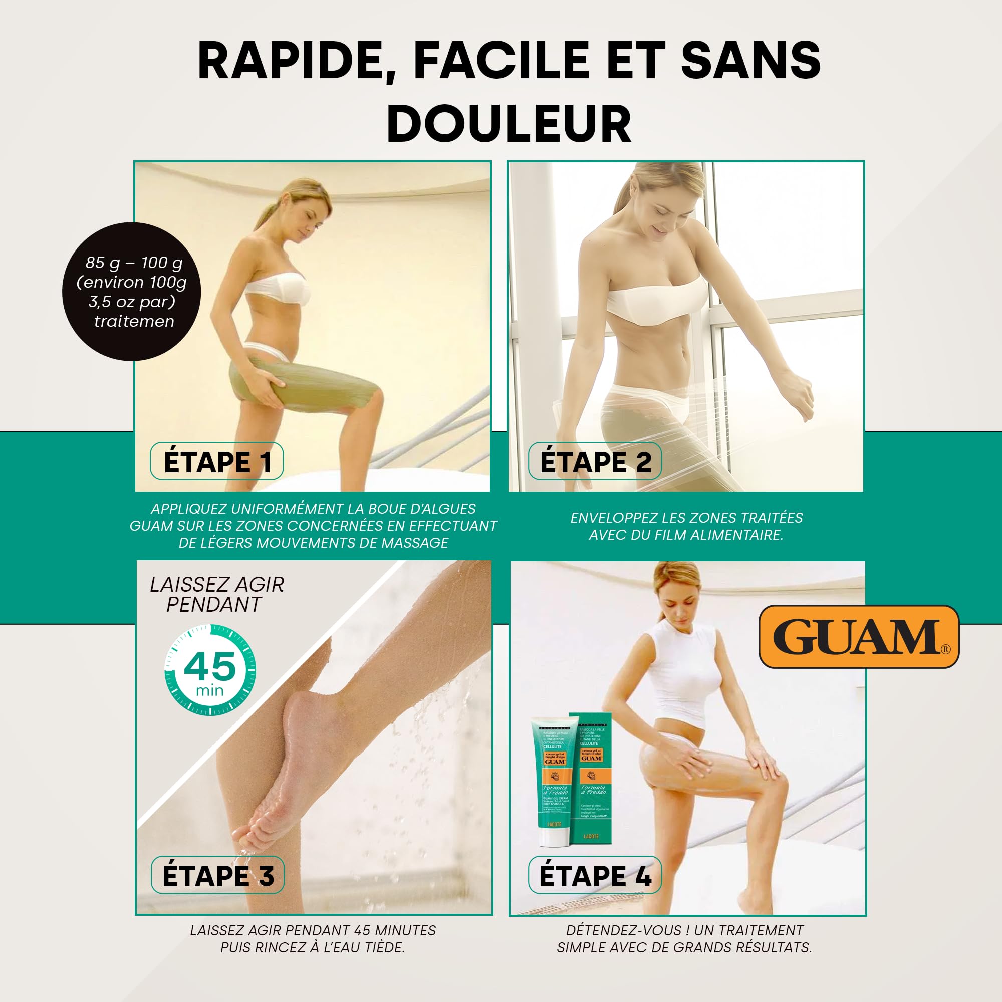 GUAM Boue d’algues 1kg Anti-cellulite Argile Raffermissante au Menthol Effet Froid Tonifie la Peau