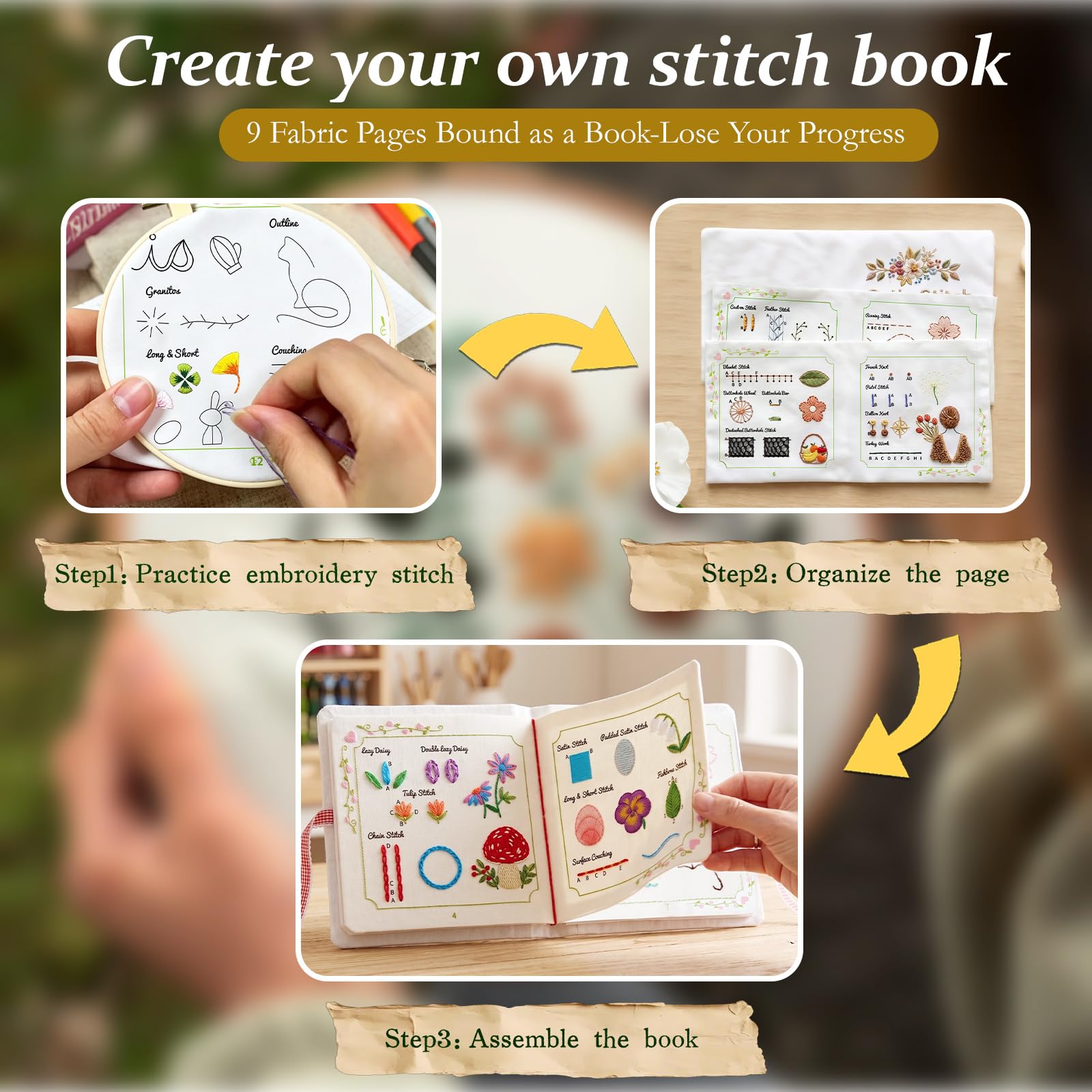 Embroidery Stitch Book Kit - Beginner Friendly -3