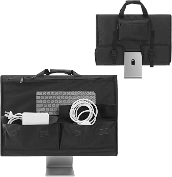 Adjustable Travel Carrying Case for 2427 Desktop MonitorUniversal, Protective Storage Bag for iMac Monitor Dust Cover with Carry Handle for 24 & 27 inch iMac Screen and Accessories