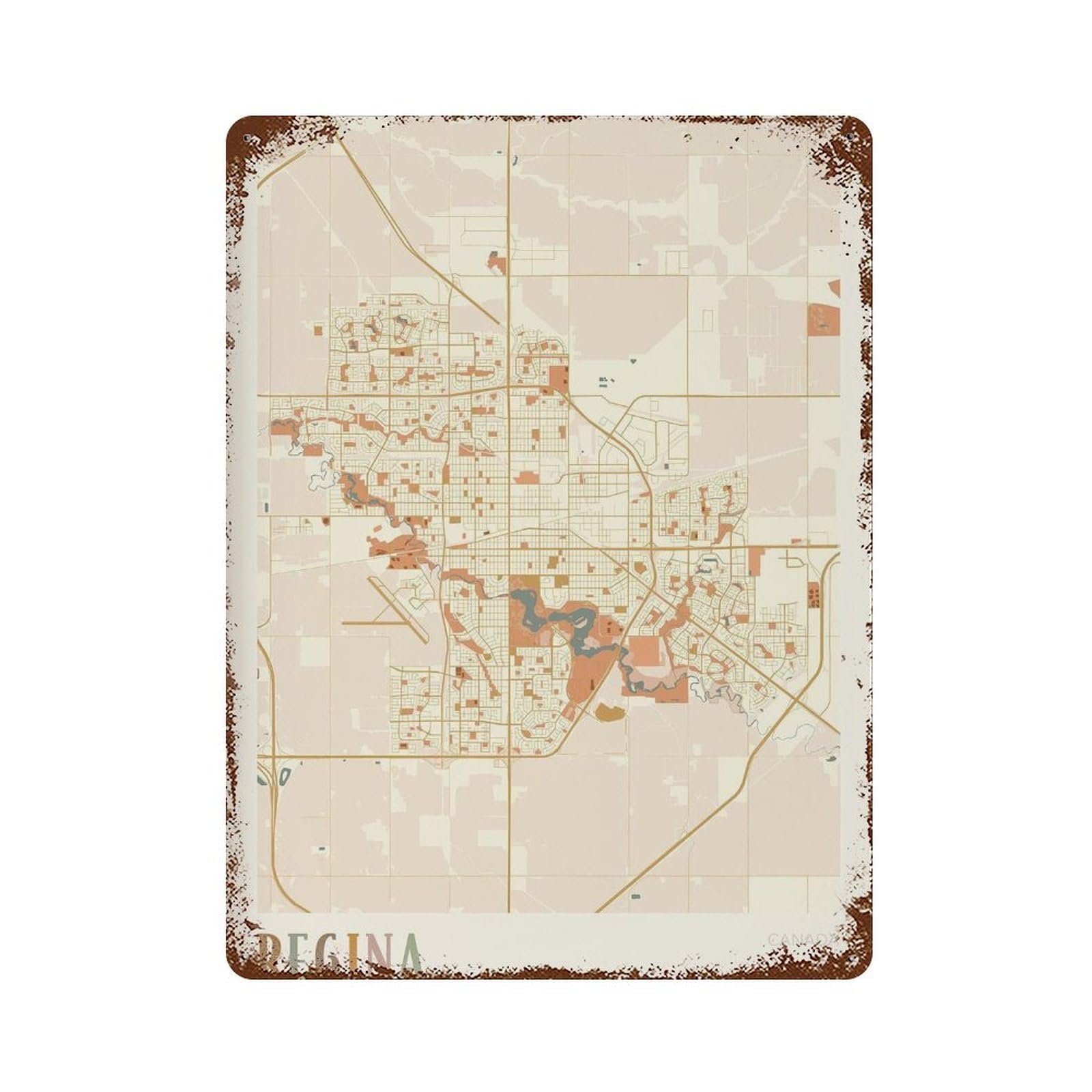 xiaoxiaoshen Regina Saskatchewan Map City Canada Boho Wall Decor Art Metal Tin Poster Modern Home Decor Art Home Bar Shop Decorations Vintage Sign 40x30cm