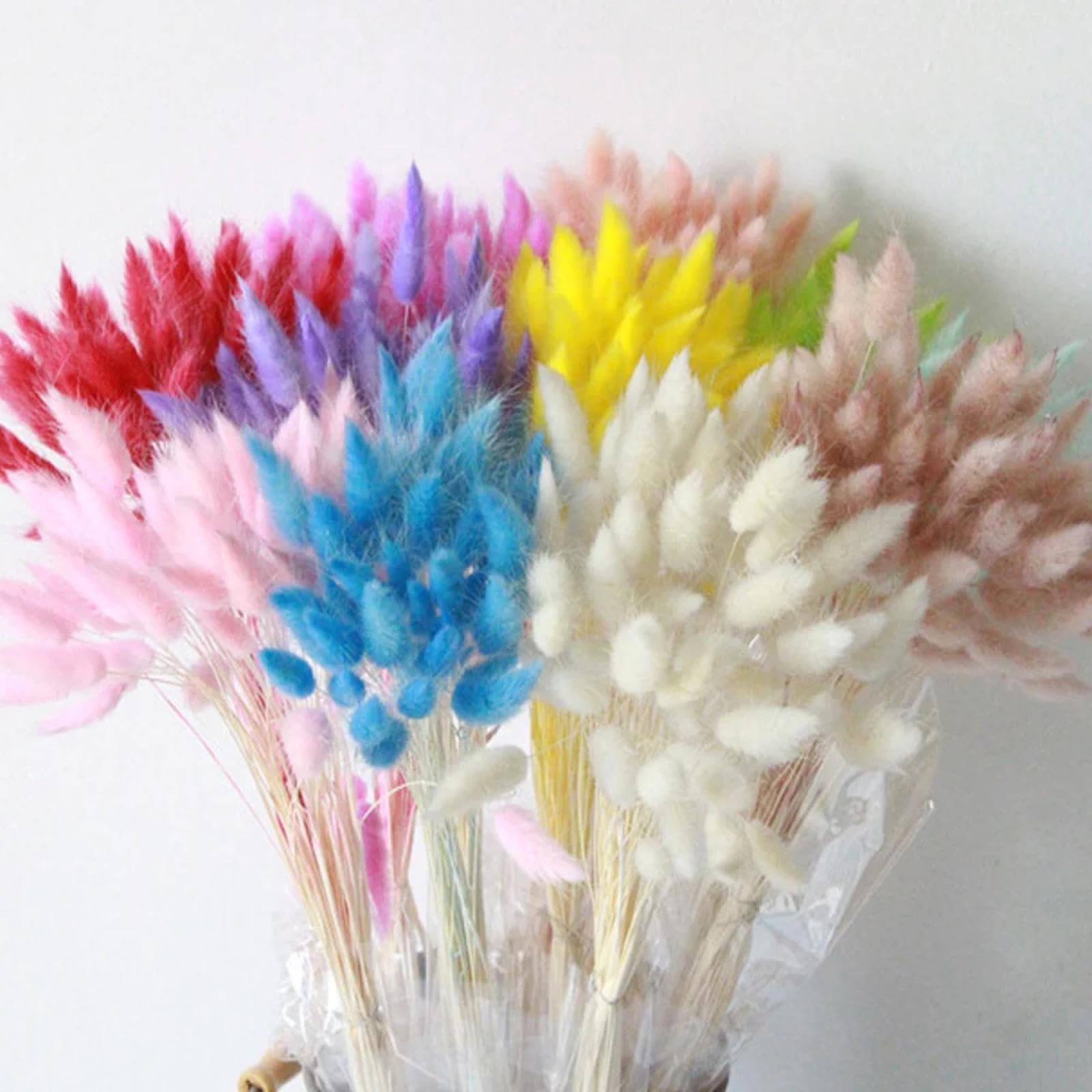 Erba della pampa alta, 100 pezzi, 45 cm, erba naturale a coda di coniglio, bouquet vero, decorazione per matrimoni, erba della pampa, decorazione per la casa bohémien, azzurro
