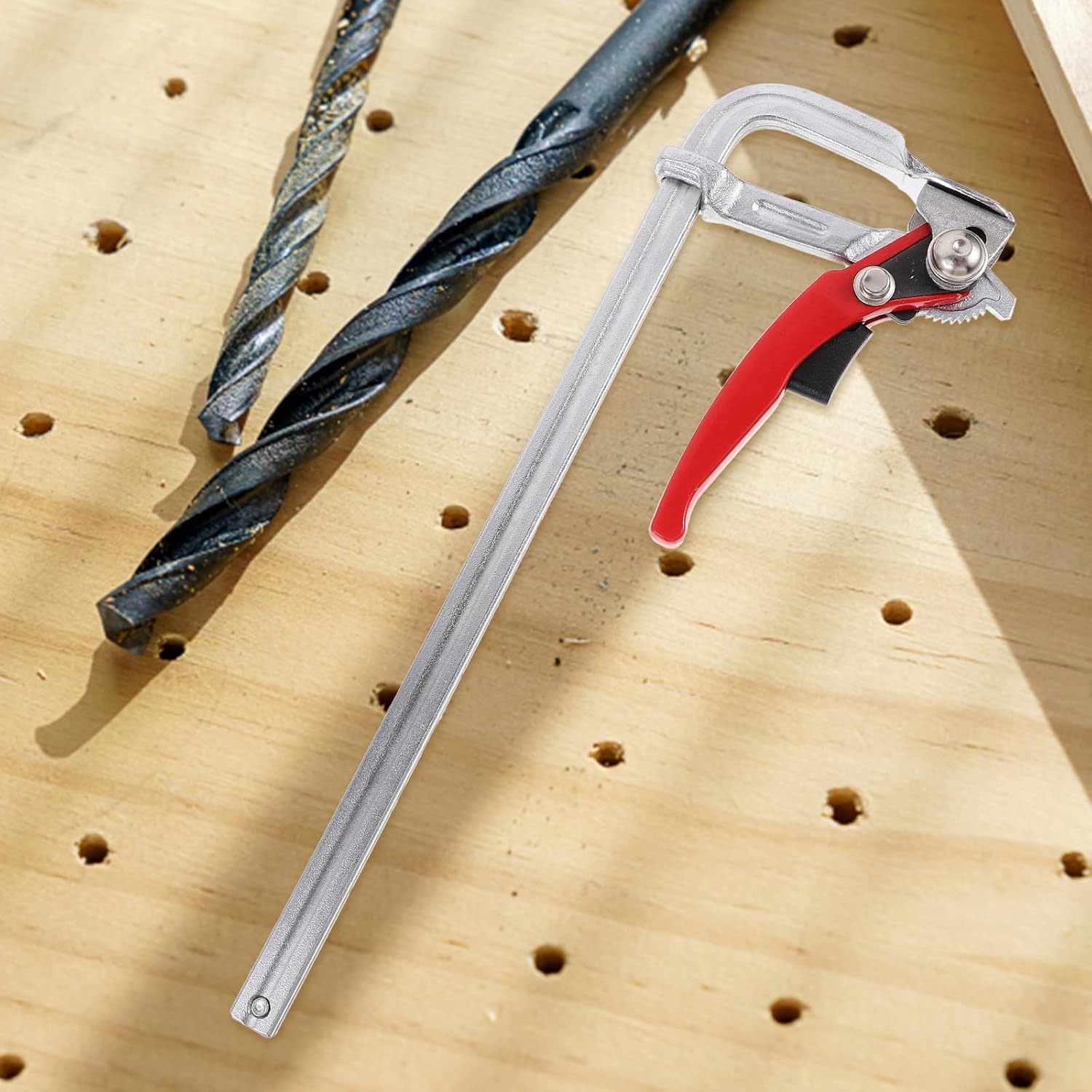 Generic Heavy-duty Woodworking F Clamp Ratchet Fixed Clip 300x80mm Industrial Track Clamp Woodworking Auxiliary Tool for Secure Rail Fixing Random Color