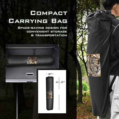 Miniatura 7 de Tangkula Persiana desplegable para 3 personas, persiana portátil de caza con ventanas de malla, bolsa de transporte y estacas de tierra, tienda de