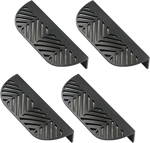 Paquete de 4 tiradores de borde en forma de hoja de aleación de zinc, pomos invisibles para cajones ocultos para armario, armario, aparador, con