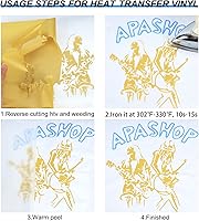 Vista 23 de TUMIYA HTV Heat Transfer Vinyl Rolls - 12" x 30 Ft HTV Vinyl, Black Iron on Vinyl DIY Design for T-Shirt (Black)