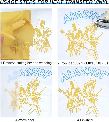 Miniatura 5 de TUMIYA Vinilo HTV - Vinilo de transferencia de calor de 12 pulgadas x 35 pies, vinilo dorado para planchar, vinilo adhesivo brillante para Cricut y