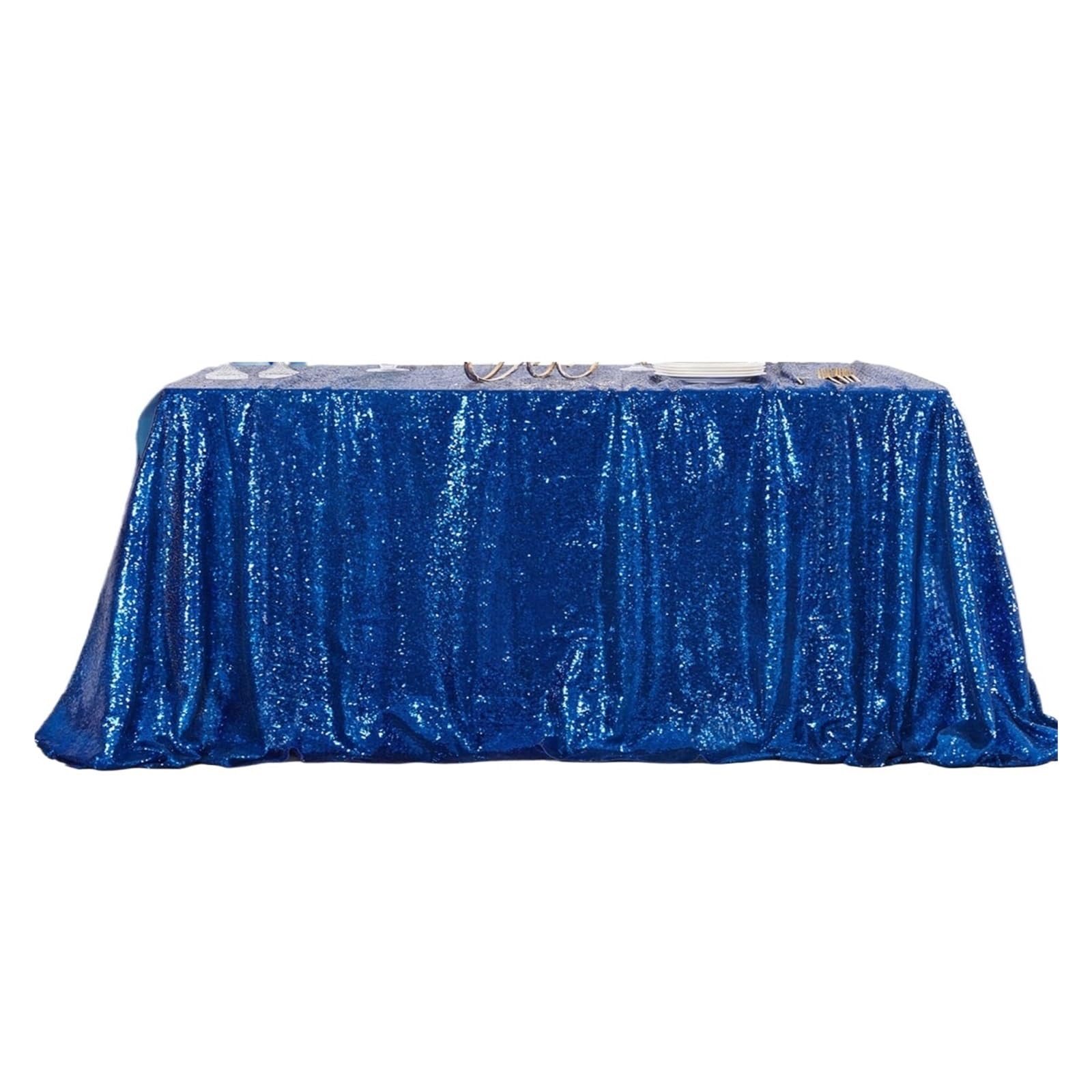 L6NqIAG Sequin Tablecloth Sparkly Sequin Tablecloth Rectangle Table Overlays Party Decorations Vintage Wedding Cloth(Blue,100x130cm)