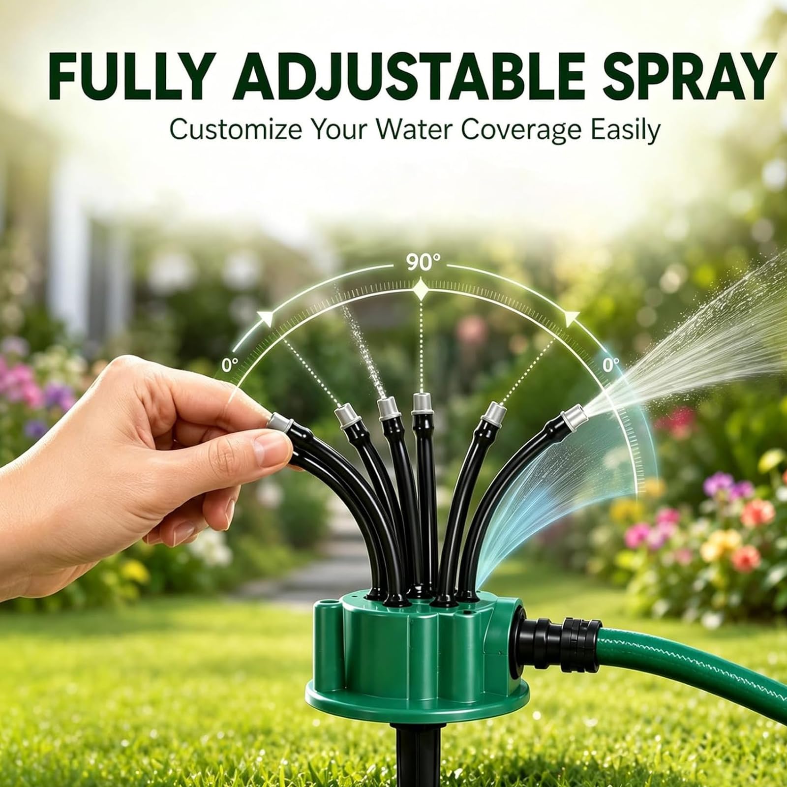 Sistema di irrigazione da giardino a 360°, irrigatori rotanti automatici con 12 ugelli regolabili, 2 pezzi per prato, cortile, aiuole, soluzione di irrigazione efficiente