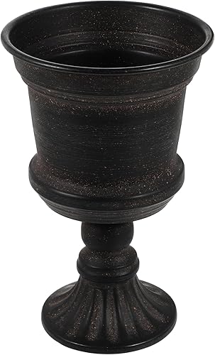 Miniatura 9 de Yardwe Jarrón blanco para decoración de mesa al aire libre, maceta negra con urna negra, jarrón alto de metal, maceta de hierro, arreglo de flores,