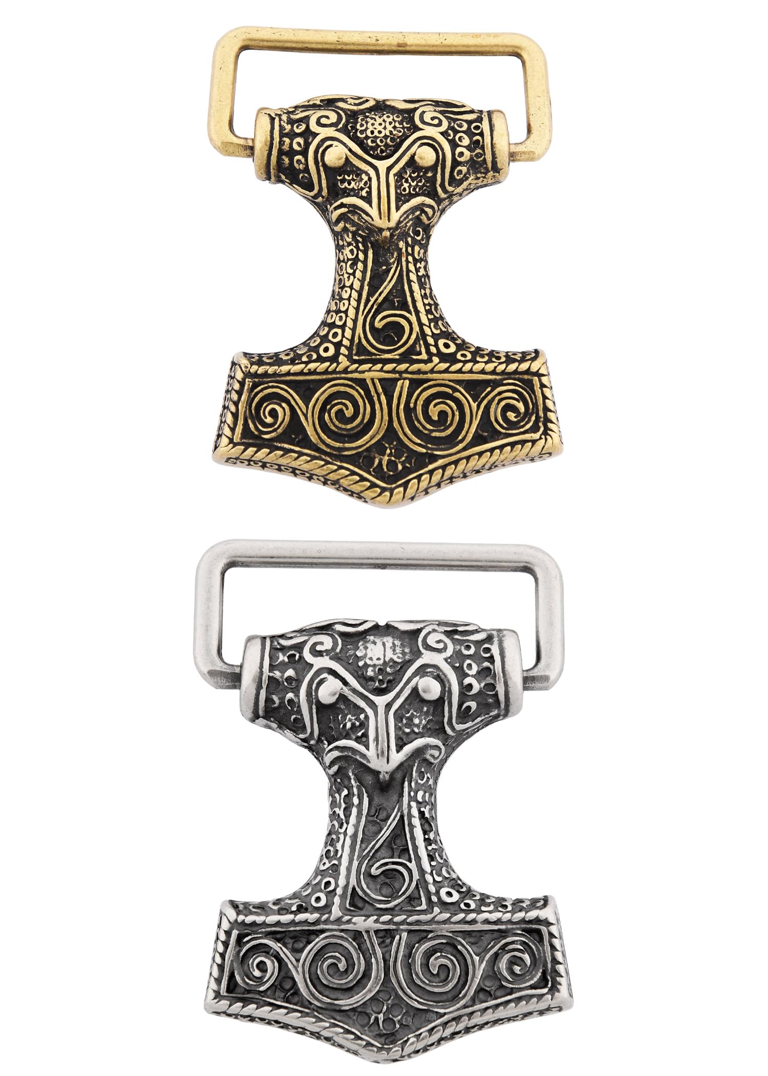 Battle-Merchant Gürtelschnalle - Thorshammer - Mjoelnar LARP Gürtelschließe Wikinger Mittelalter Silber oder Bronze