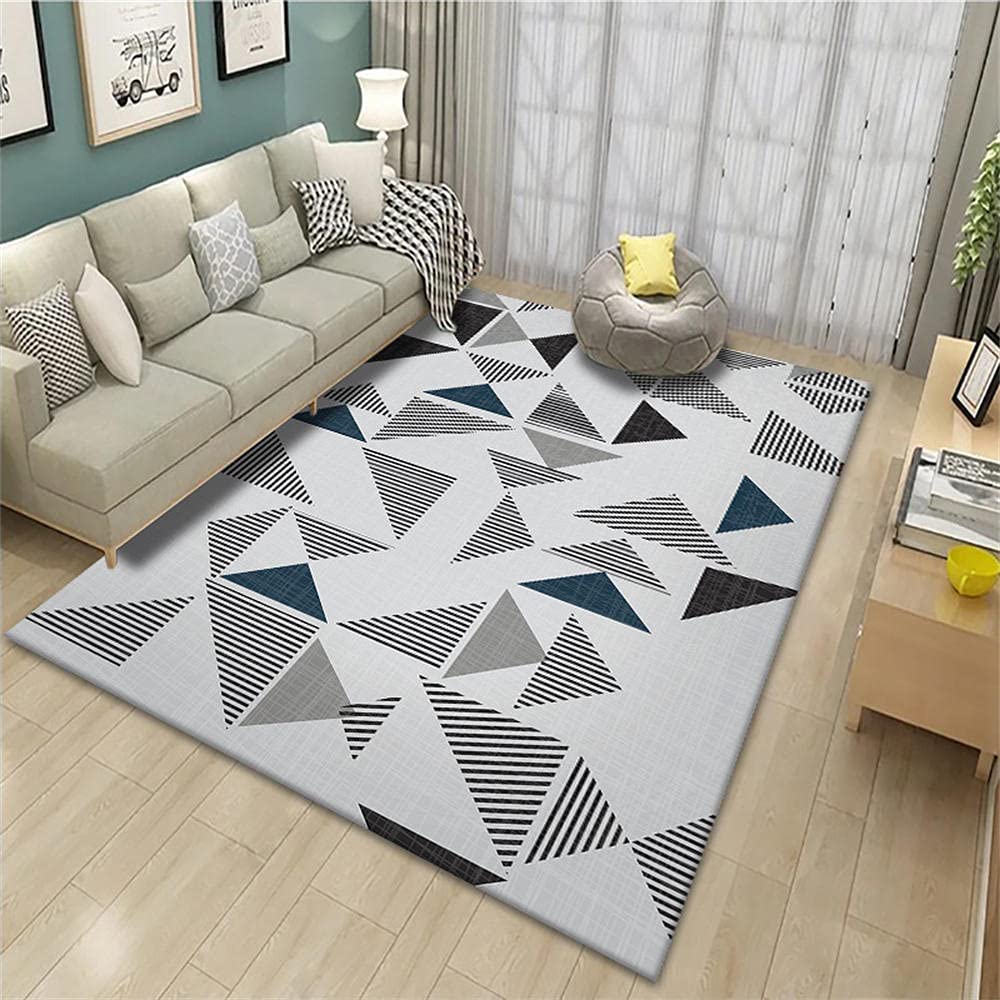 Tapis de salon géométrique gris-noir 40x60cm pour terrasse et balcon