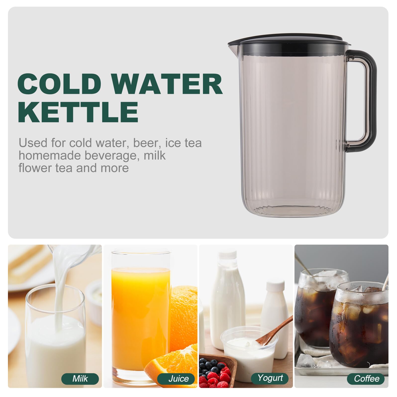 BESPORTBLE Jarra de Agua Fría Grande de Plástico Negro, Recipiente para Bebidas Domésticas, Hervidor Práctico para Refrigerador, Adecuado para Jugo y Té Frío Hogar y Oficina