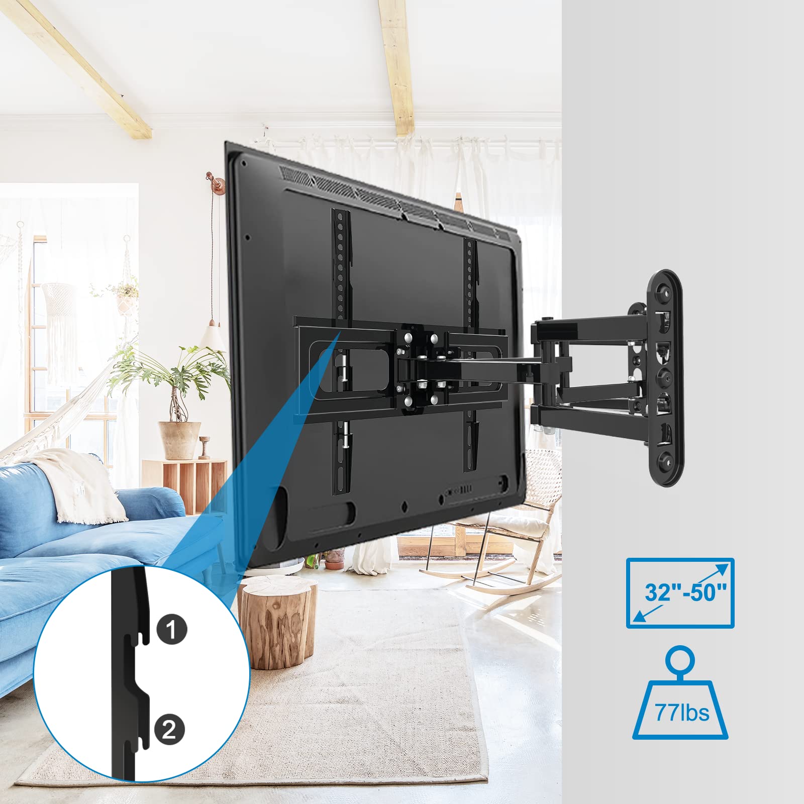 FOZIMOA Full Motion Corner TV Wall Mount Bracket for 3265 inch Flat