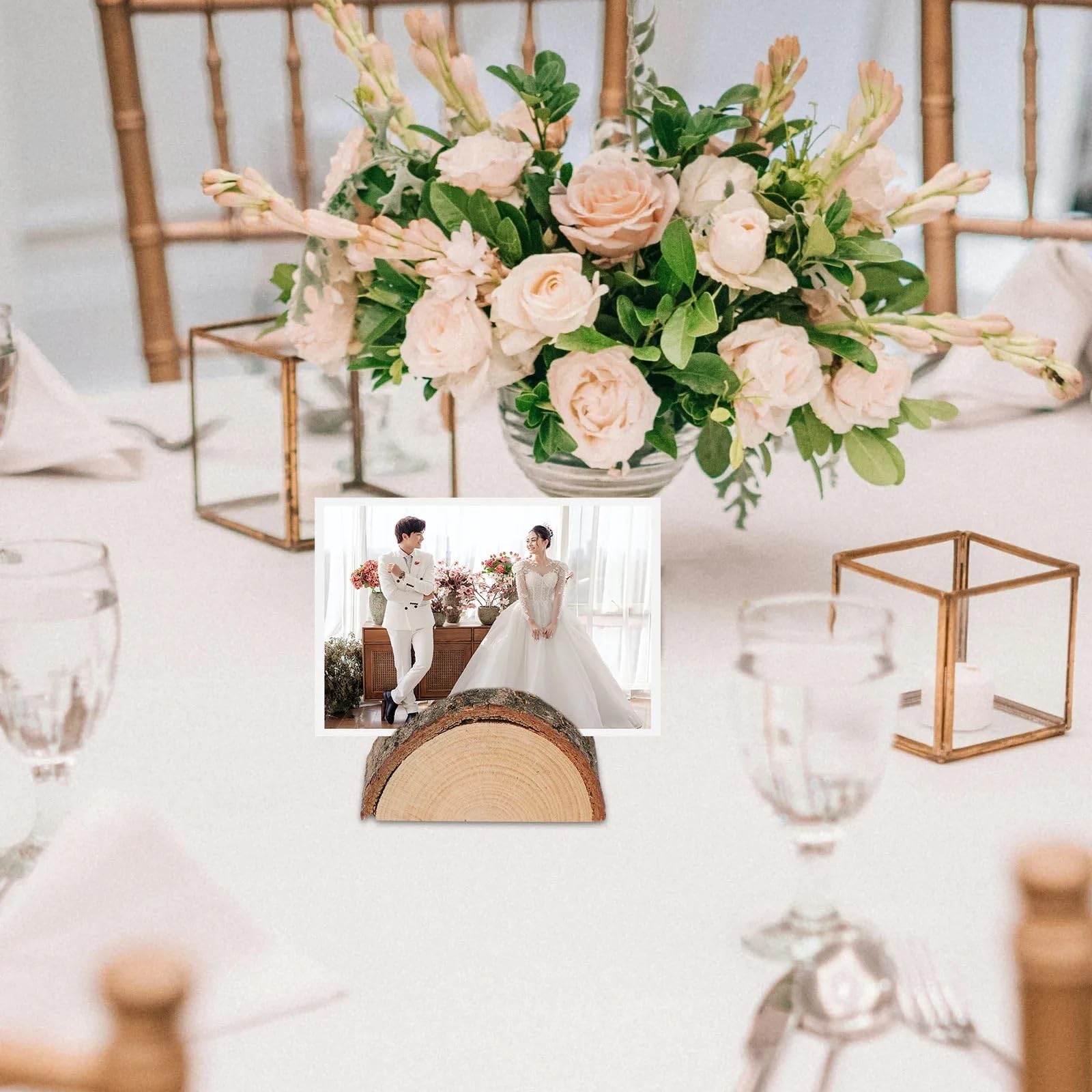 Memo-Clip-Halter, halbrund, aus Holz, für Karten, Fotos, Postkarten, Firmennamen, Tischnummern, Büro, Schule, für Tische, Geschäft, Büro, Hochzeit, Party, 50 Stück