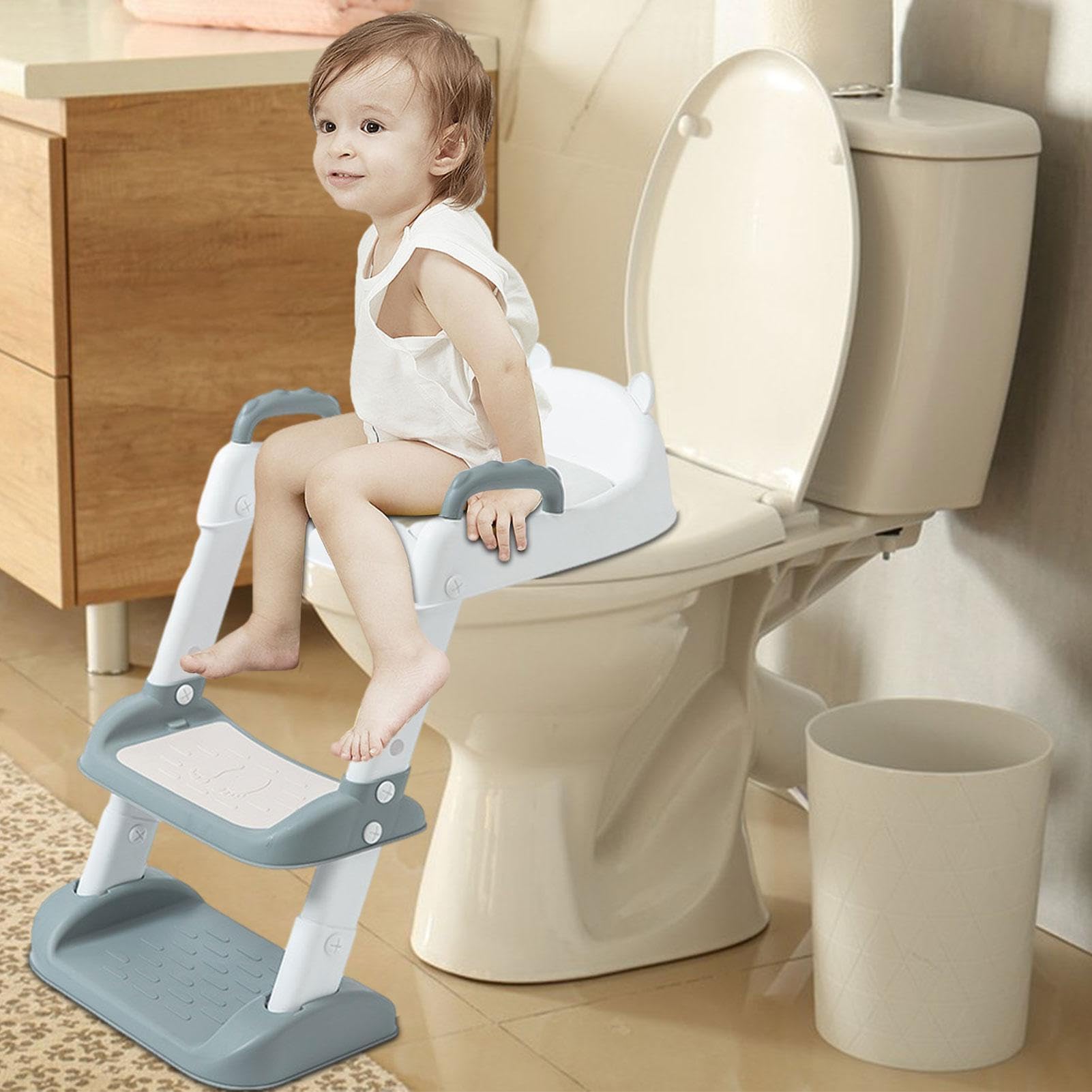 Babycurls Siège Toilette Enfant + Marchepied Antidérapant Thème Océan - Apprentissage Propreté