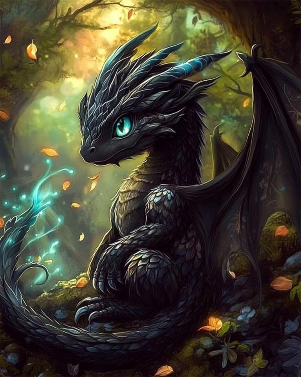 RKFLGEW DIY Embroidery Set Fantasy Dragon 30x40cm