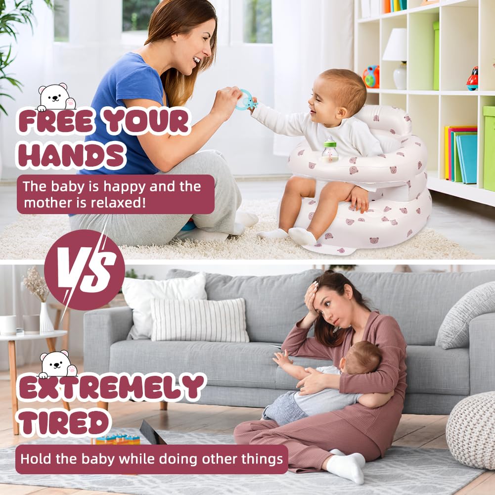 Bambini Seggiolino Gonfiabile, Portatile Sedia Gonfiabile Divano Schiena Divano Estivo Seggiolino Gonfiabile Bambini con Bastone da Dentizione Sofa Morbido di Sicurezza Pompa D'aria Integrata D