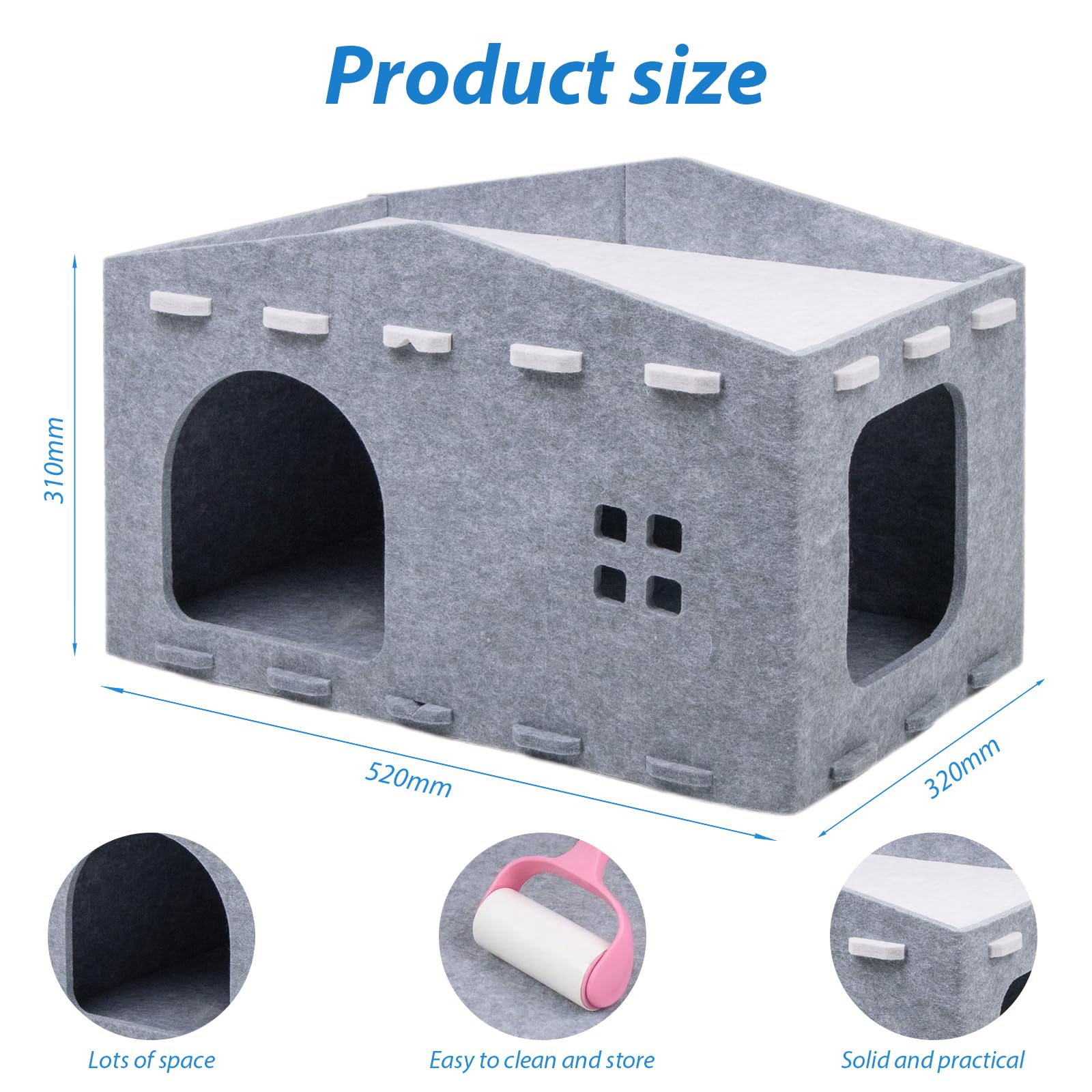 Felt Cat Cave Cat House, Felt Cat Bed for Cats Removable Cat Bed, Indoor Cat House, Cat Cave Cats - Image 2
