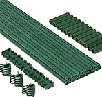 MAXPACE 62pcs Garden Stakes Kit: Includes 20 Sets of Fiberglass Plant Sticks Supports & Accessories for DIY 4ft, 5ft, 6ft, 7ft Stakes for Tomato, Vegetables, Indoor & Outdoor Gardening Supplies