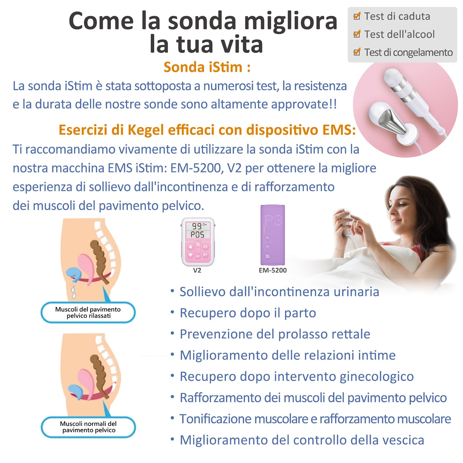 iStim PR-13 Sonda Anale e Rettale per Esercizi di Kegel – Stimolazione Pavimento Pelvico, Sollievo da Incontinenza e Rafforzamento Muscolare – Connettore 2 mm, Accessorio Compatibile con TENS/EMS