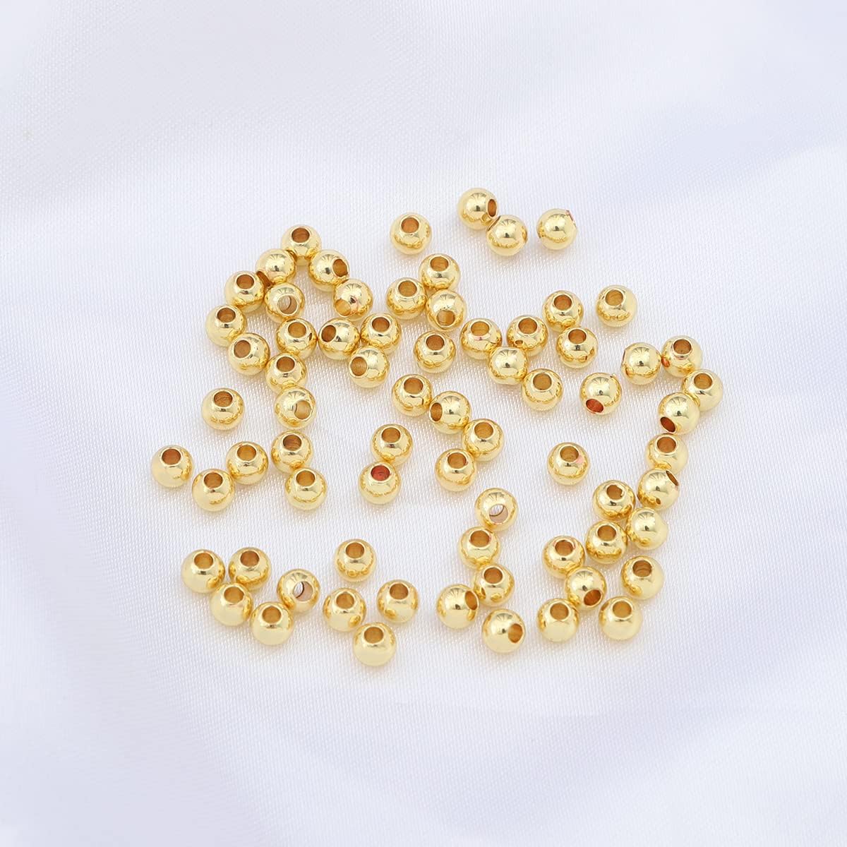14K Gold Plated Round Spacer Beads 4mm 100pcs for Jewelry Making Findings Non Tarnish - Image 4