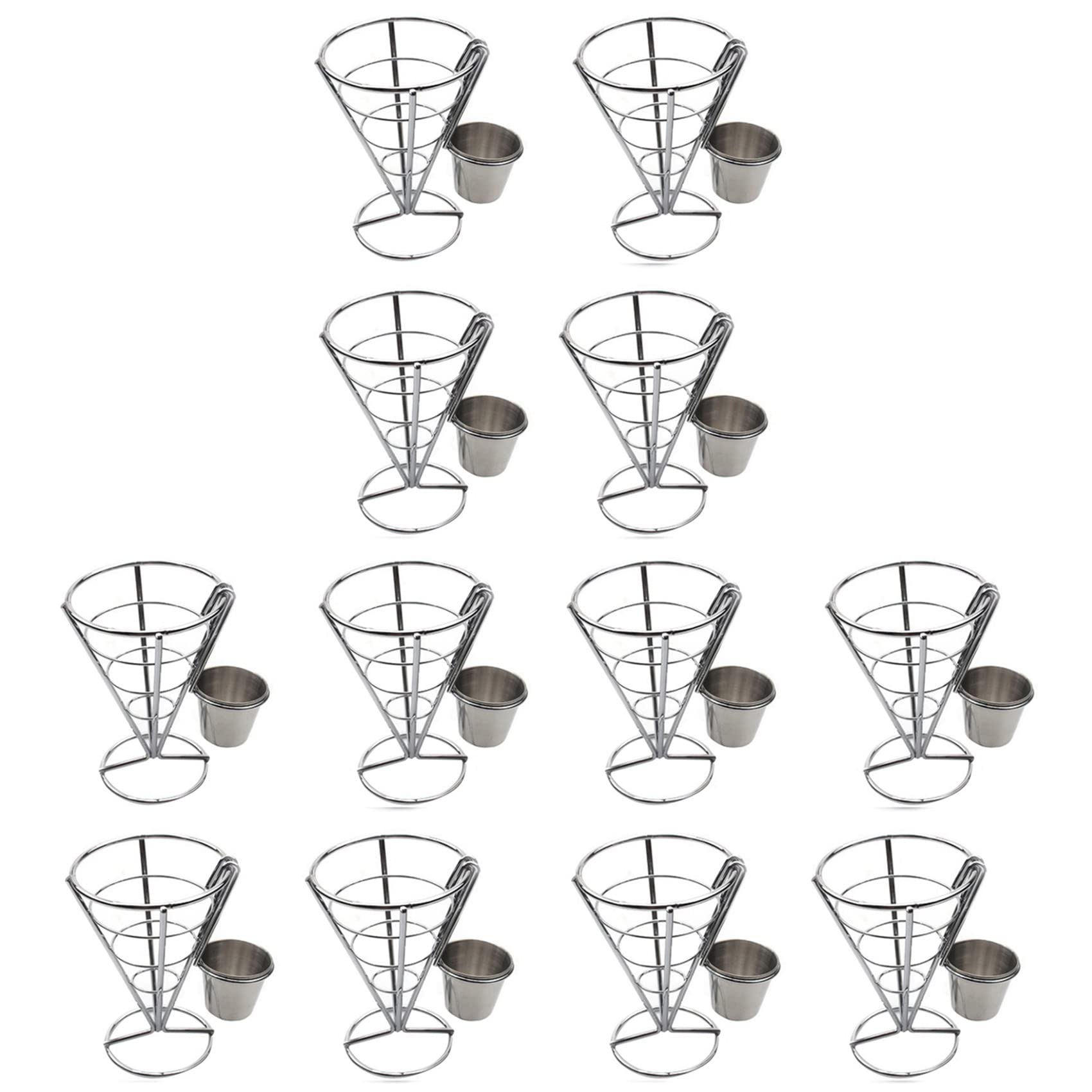 Hndhbfgrt 12 Pcs French Fries Stand Cone Basket Fry Holder with Dip Dishe Cone Snack Fried Chicken Display Rack Food Shelves Bowl