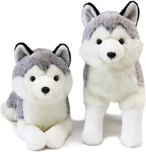 Ice King Bear 2 piezas de peluche de Huskies siberianos de pie y acostado