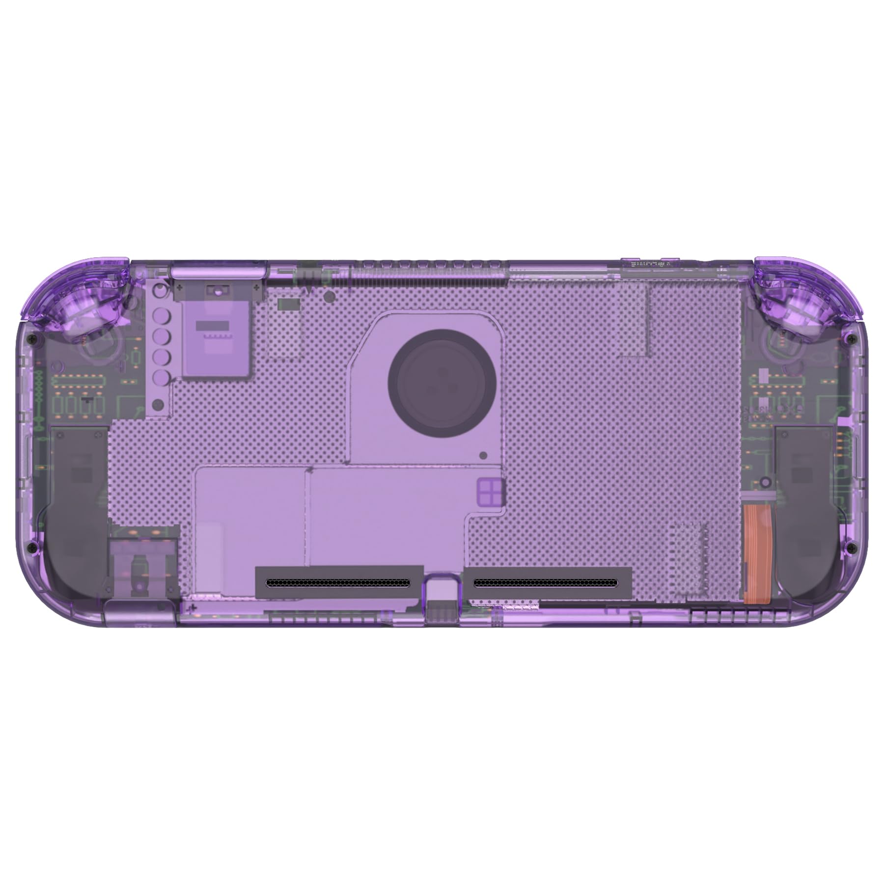 eXtremeRate Custodia Cover Scocca Pulsanti Tasti ABXY DIY Ricambio per Nintendo Switch Lite con Protezione Schermo Pellicola Vetro Temperato(Non Include Console)-Trasparente Viola Atomico