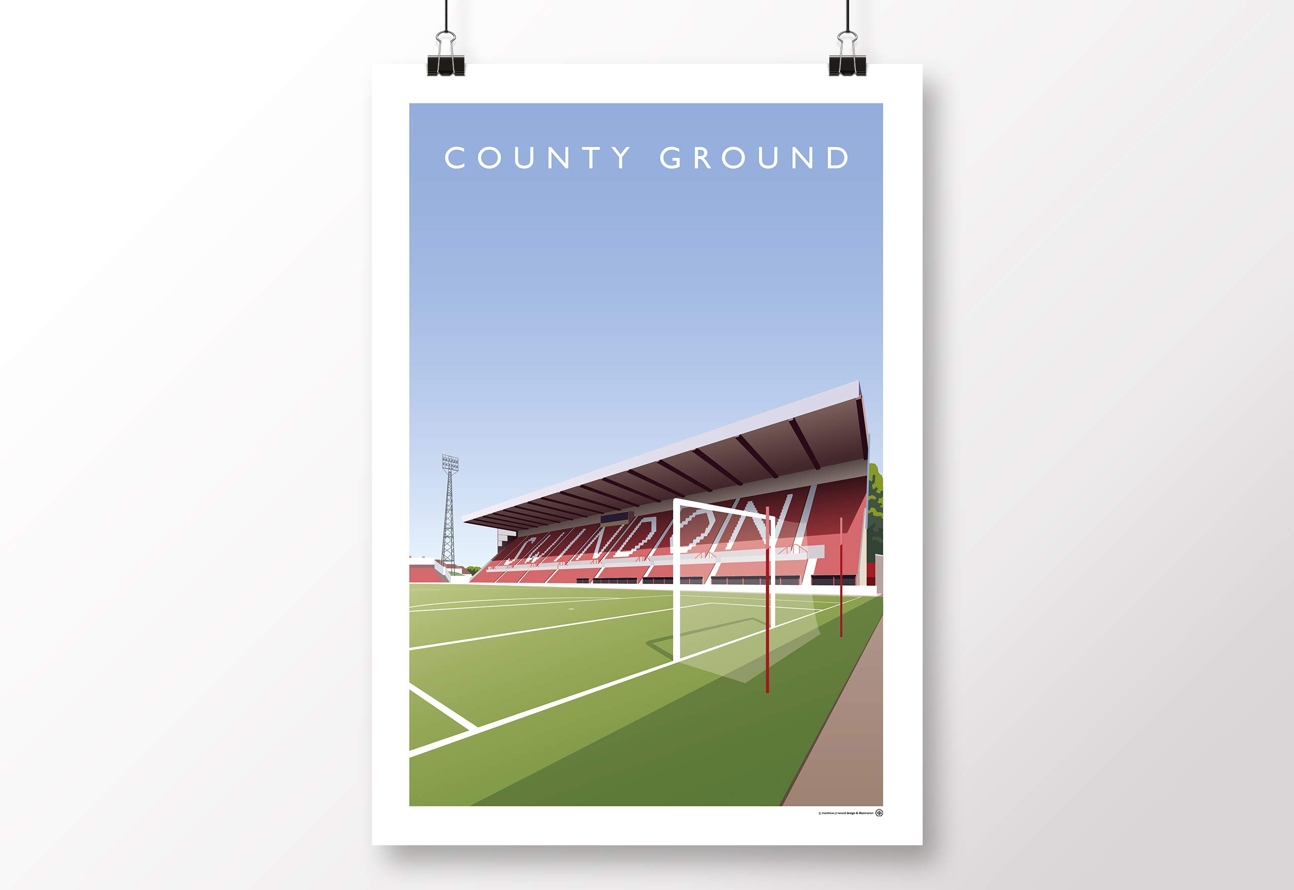 Affiche County Ground Swindon Town FC A3 ideale pour decorer un salon de fan