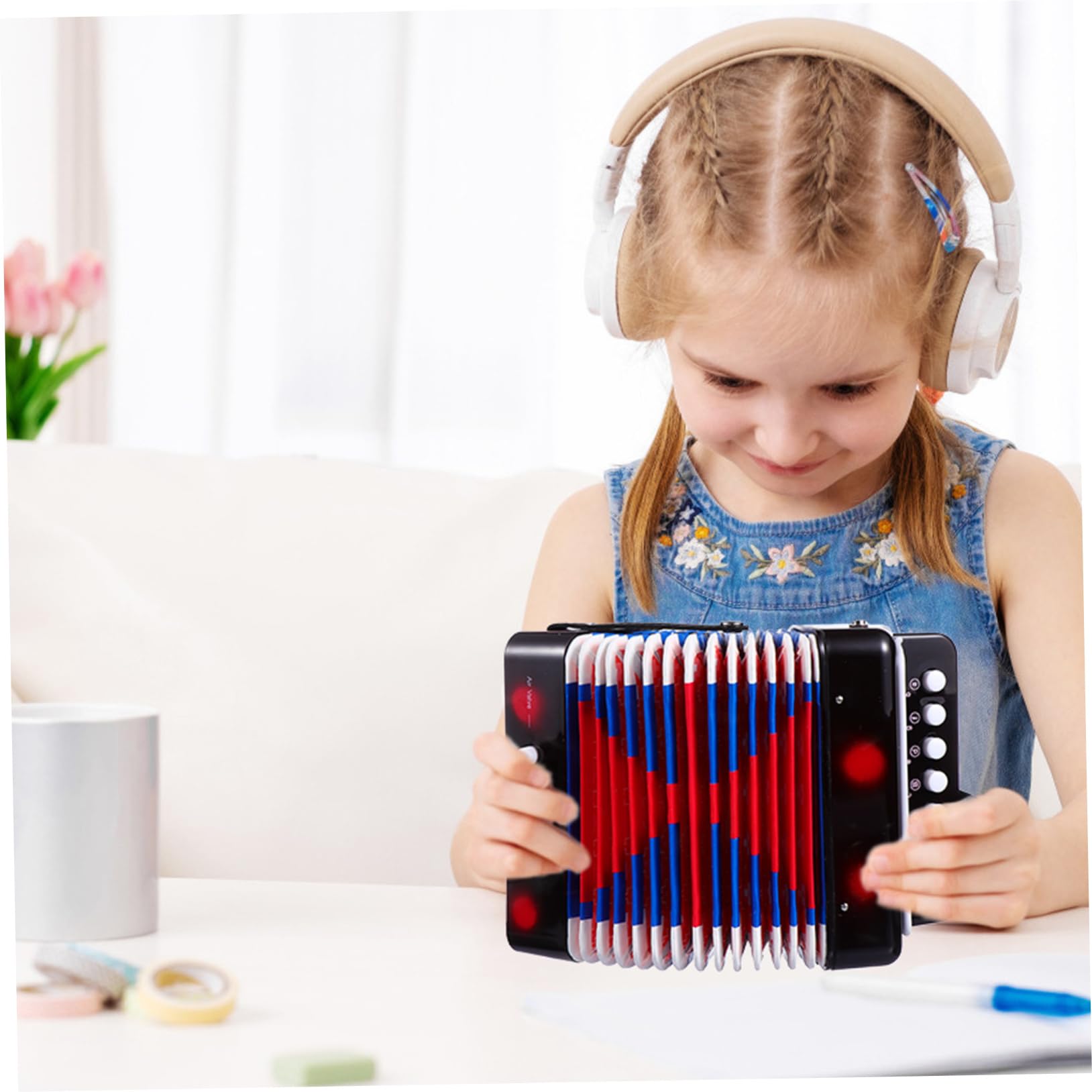 Alasum Mini Fisarmonica Professionale in Abs e Metallo Strumento Musicale Educativo e Miglioramento Capacità Cognitive per Ragazzo Ragazza per Festa Scuola Decor