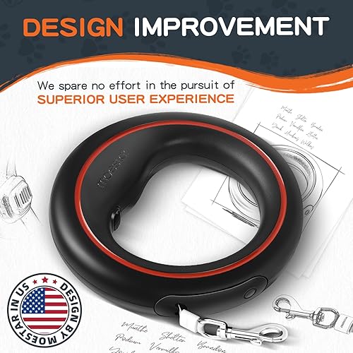 Miniatura 6 de UFO - Correa retráctil manos libres para perro con soporte para bolsa de excrementos, bloqueo de pausa de freno con una sola mano, 360 sin enredos,