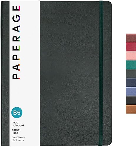 Miniatura 25 de PAPERAGE Cuaderno de tapa blanda con rayas (coñac), 176 páginas, cuaderno grande B5 con rayas universitarias, 7.5 x 9.8 pulgadas, papel premium de