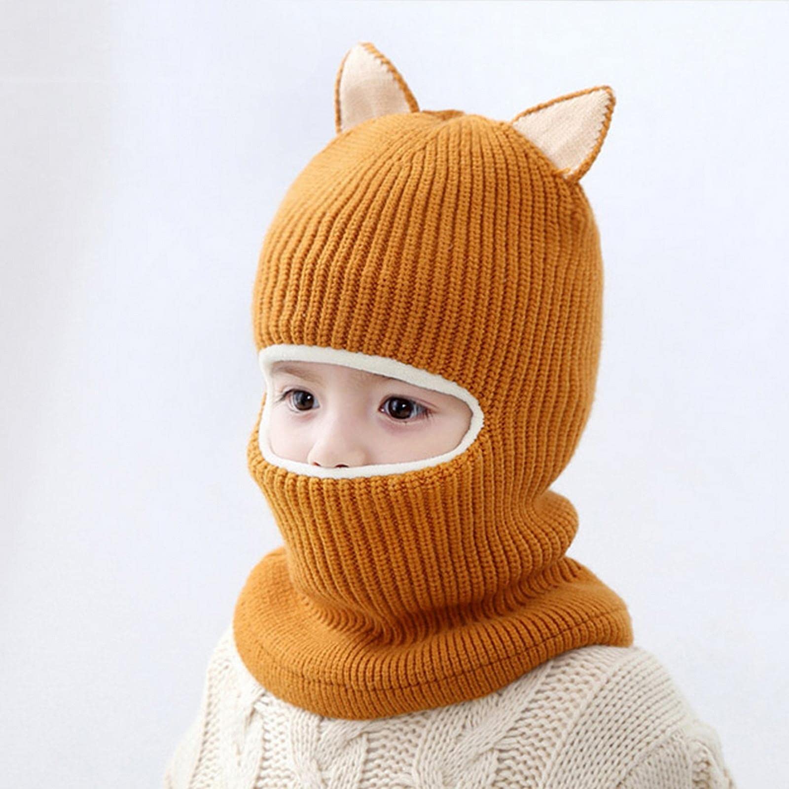 Invierno Niño Gorra Niña Sombreros De Invierno Sombreros De Punto De Punto Y Un Sombrero para Niños con Folleto De Vellón De Imitación Cálida.-Pink Cat B