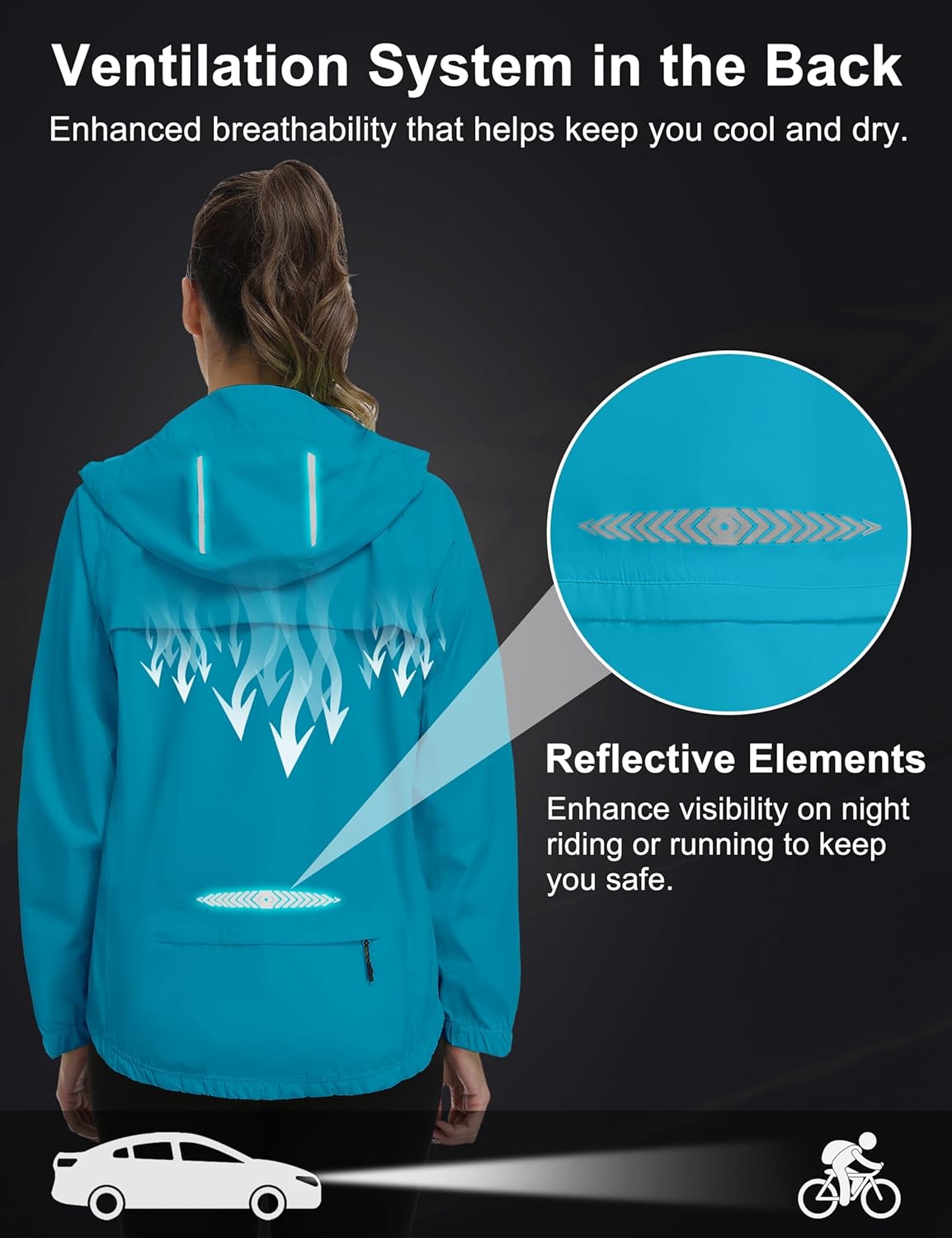 Little Donkey Andy Women's Waterproof Windbreaker Lightweight Packble Cycling Jacket for Biking, Running - Image 5