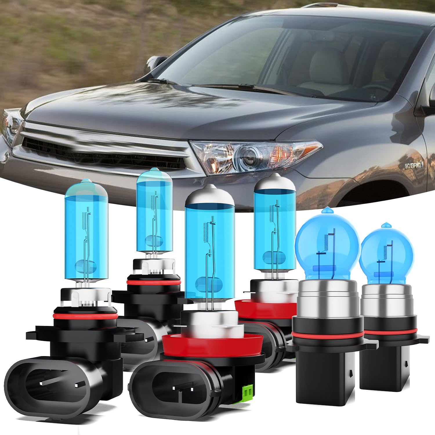 TTDBDAN Headlights Fit For Toyota Highlander 2011-2013 Halogen Headlight Bulbs,9005/HB3/H10 High Beam+ H11/H8/H9 Low Beam+ PSX26W Fog Light Combo,