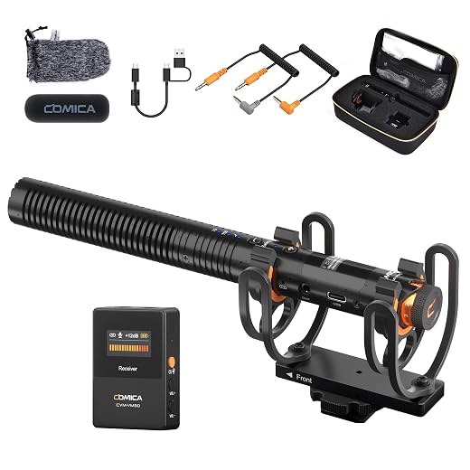COMICA VM30 Wireless Microphone with Shotgun Microphone Transmitter, Super Cardioid Condenser Microphone, Wireless Directional Microphone for Filmmakers, Interviews, Reporters, YouTube Video