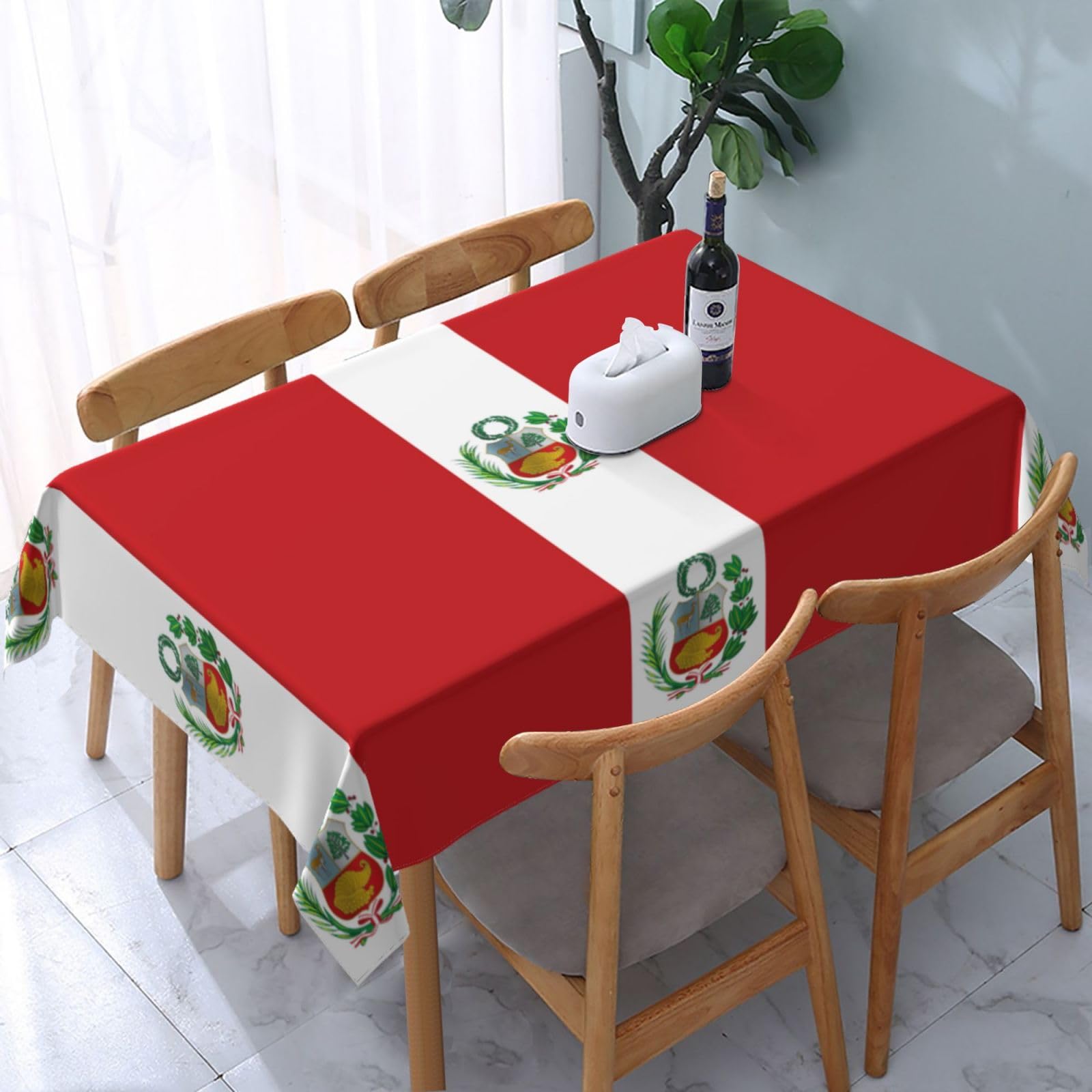 AFHYZY Peru Flag 1 Table Cloth Rectangle Table Waterproof Tablecloth Picnic Table Cover 54x 72 Inch Washable Camping Tablecloth Polyester for Parties Birthday Wedding Holiday