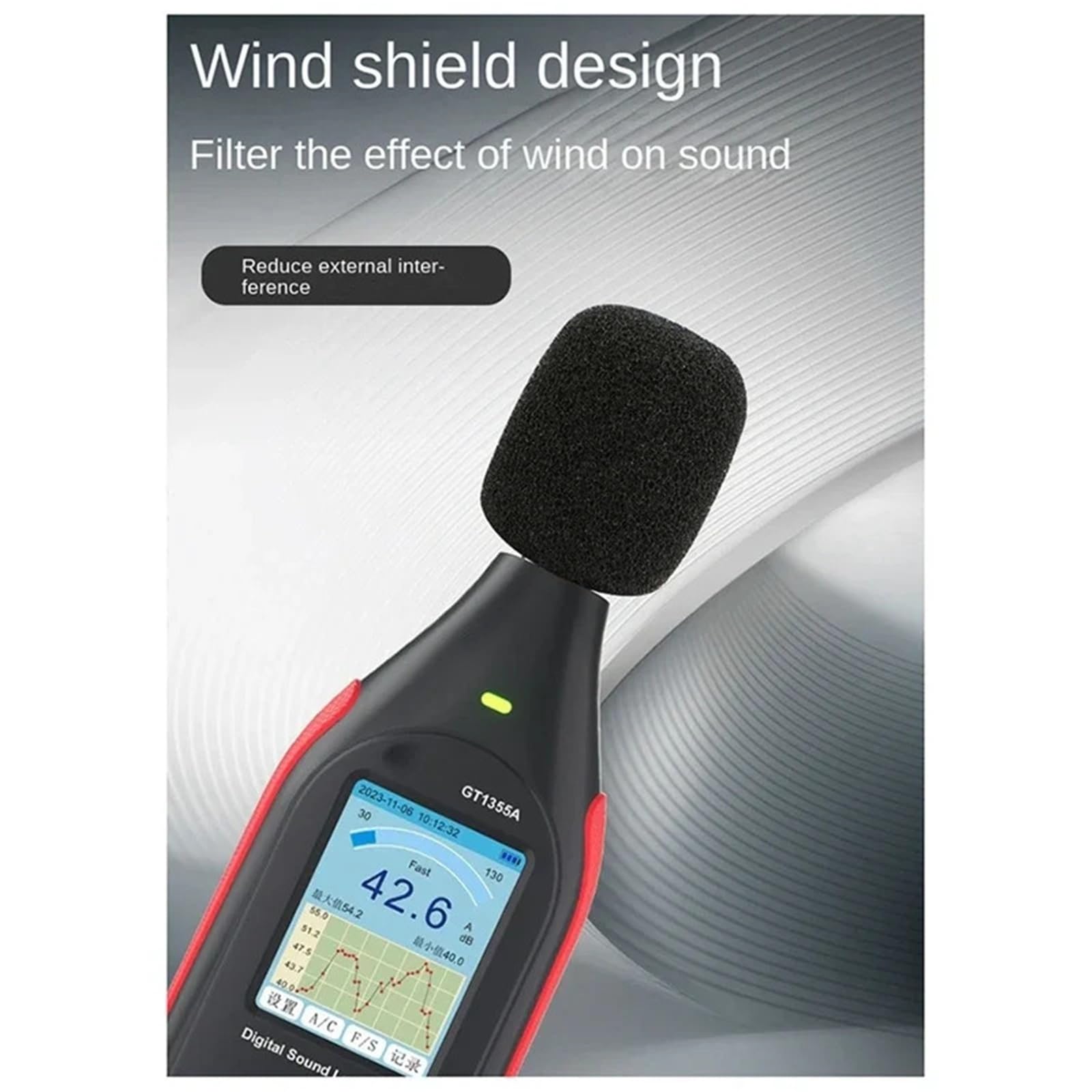 Medidor Decibelios, Medidor de ruido digital con micrófono de condensador, medidor de nivel de sonido digital, comprobador de ruido, detector de sonido, monitor de decibelios
