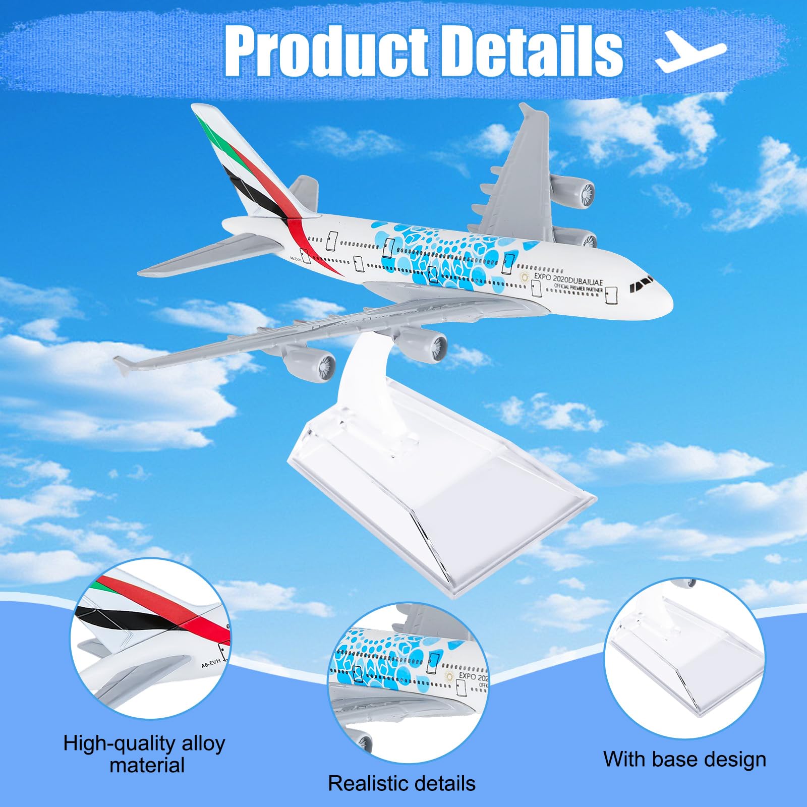 Nhemeylp Model Plane, A380 Airplane Model 1:400 Diecast Airway Planes - Image 3