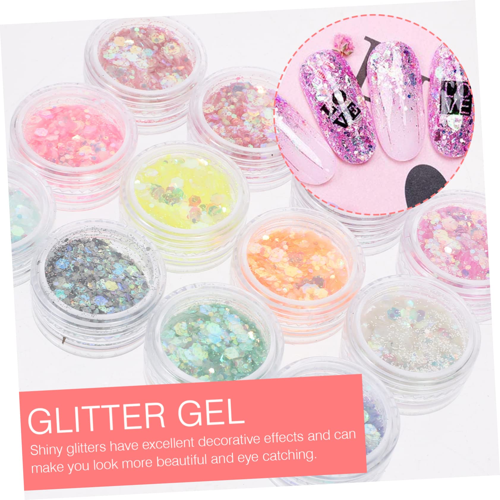 MAGICLULU 48 Scatole Glitter Gel Corpo Olografico Sirena Fiocchi Trucco Degli Occhi Ombretto Trucco Ombretto Sirena Paillettes Liquido Corpo Viso Chiodo Paillettes Fai Da Te Chiodo Fluido