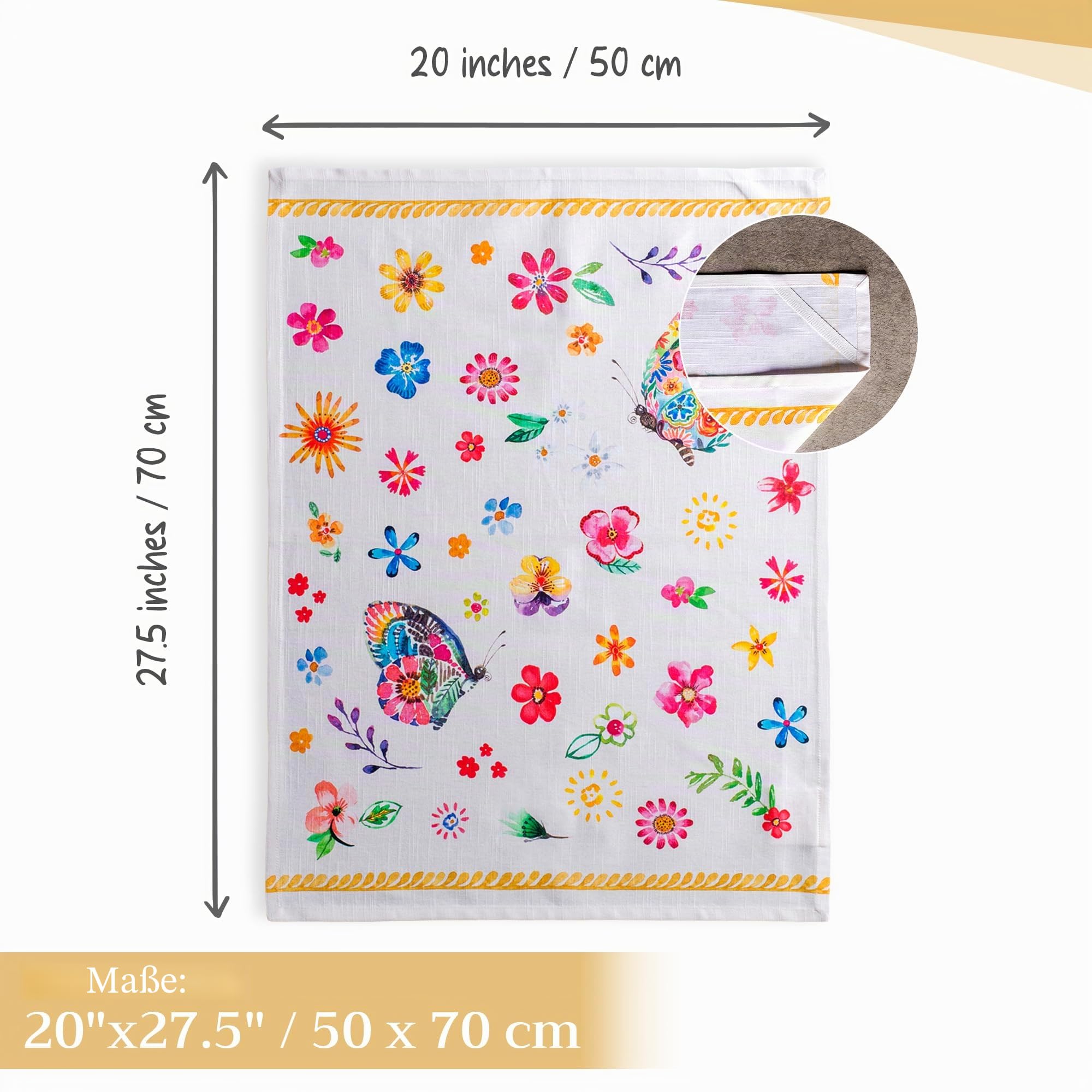 Maison d'Hermine Happy Florals- 2 Sweety 100% Baumwolle Set von 3 Multi-Purpose Küchenhandtuch weiche absorbierende Geschirrtücher | Bar Handtücher | Frühling/Sommer (50 cm X 70 cm)