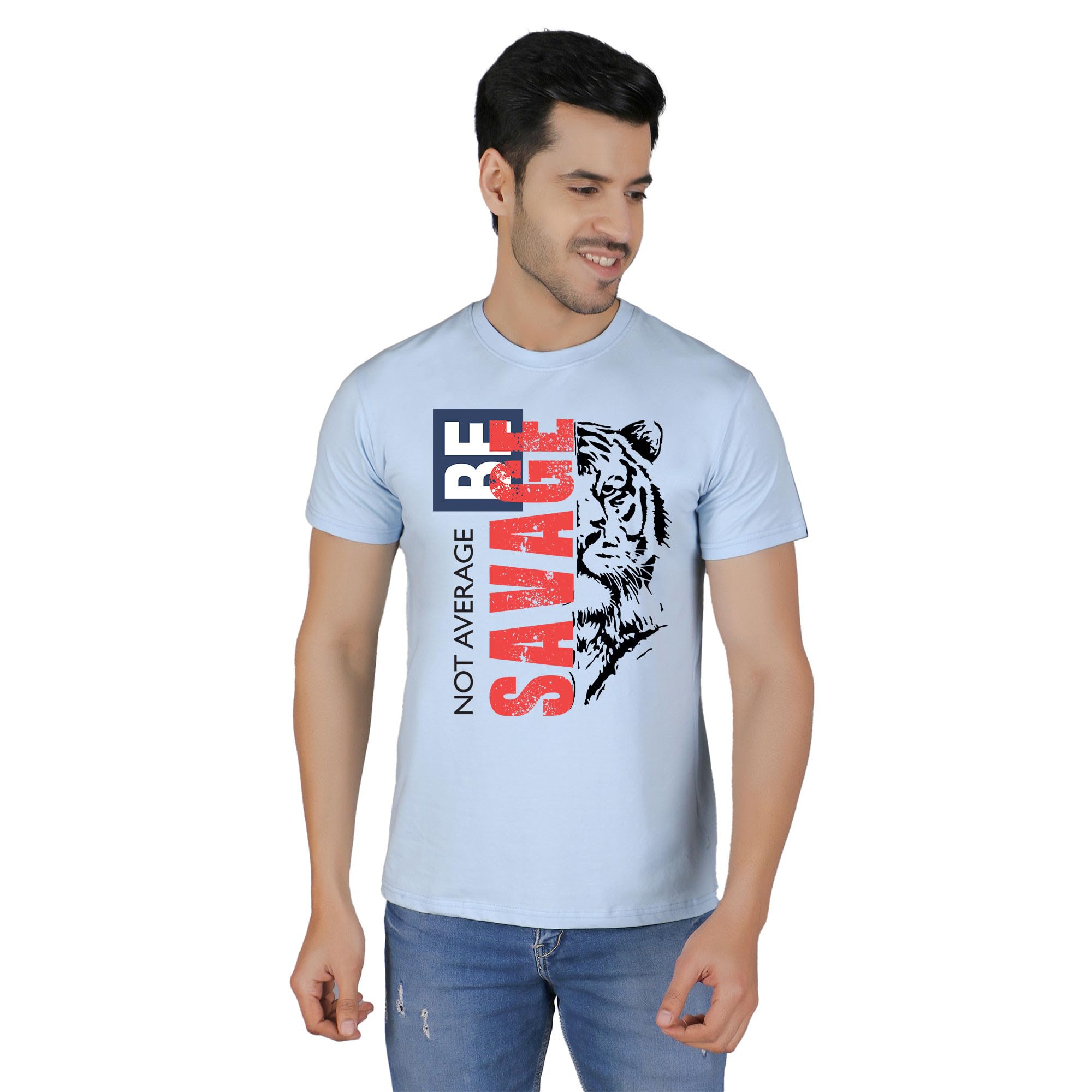 Loero Men's Cotton Graphic Printed Half Sleeves t-Shirt | LRO00057-P