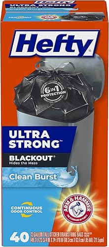 Hefty Ultra Strong 13 Gallon Trash Bags, Black Tall Kitchen Trash Bags 13 Gallon