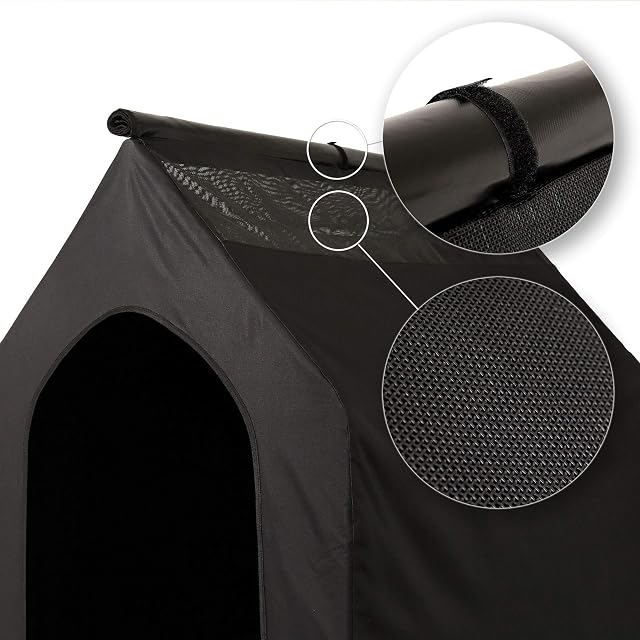 Foto 4 de 7 de lionto Cama para Perros Cubierta Cama elevada con Techo para Perros, (S) 90x65x85 cm Negro