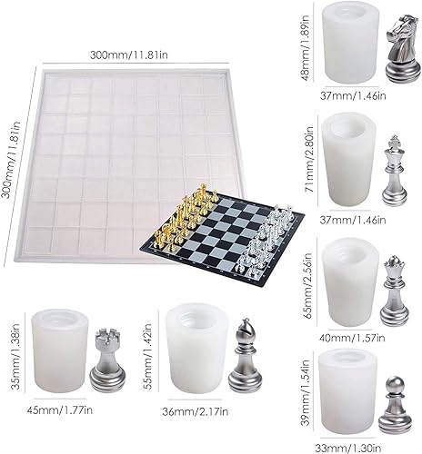Miniatura 7 de Molde de silicona de ajedrez, piezas de ajedrez 3D, molde de fundición epoxi para joyas, manualidades de cristal, proyectos de herramientas, el