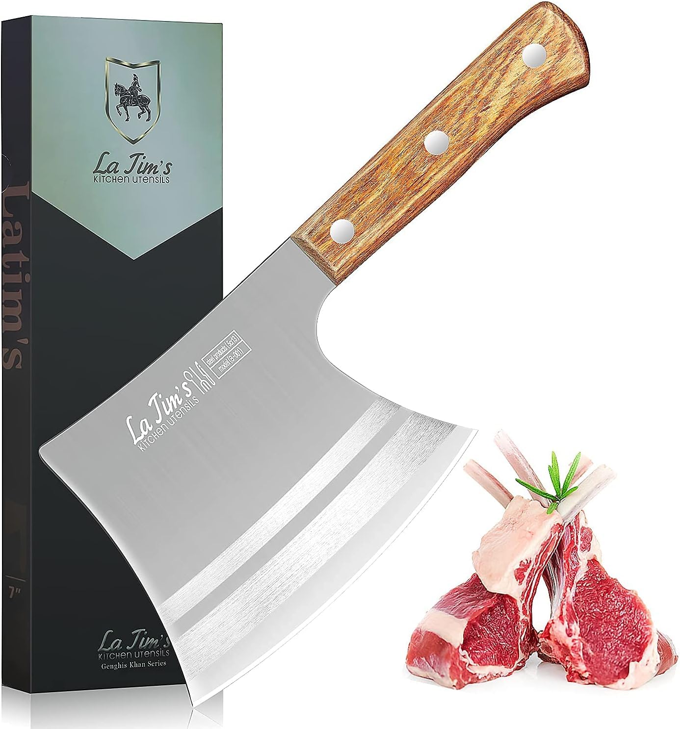 Couperet 0,9 KG Couteau de Boucher Inoxydable Manche Bois Massif