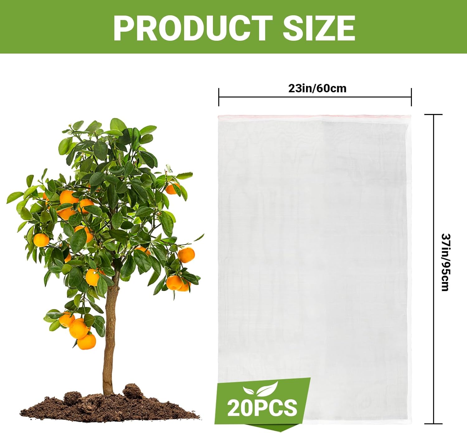 20PCS Tomato Plant Netting Mesh, 3 Ft x 2 Ft Fruit Protection Bags with Drawstring, Garden Reusable Mesh Insect Netting Bags Plant Protective Cover for Vegetables Fruit Trees Melon Bananas