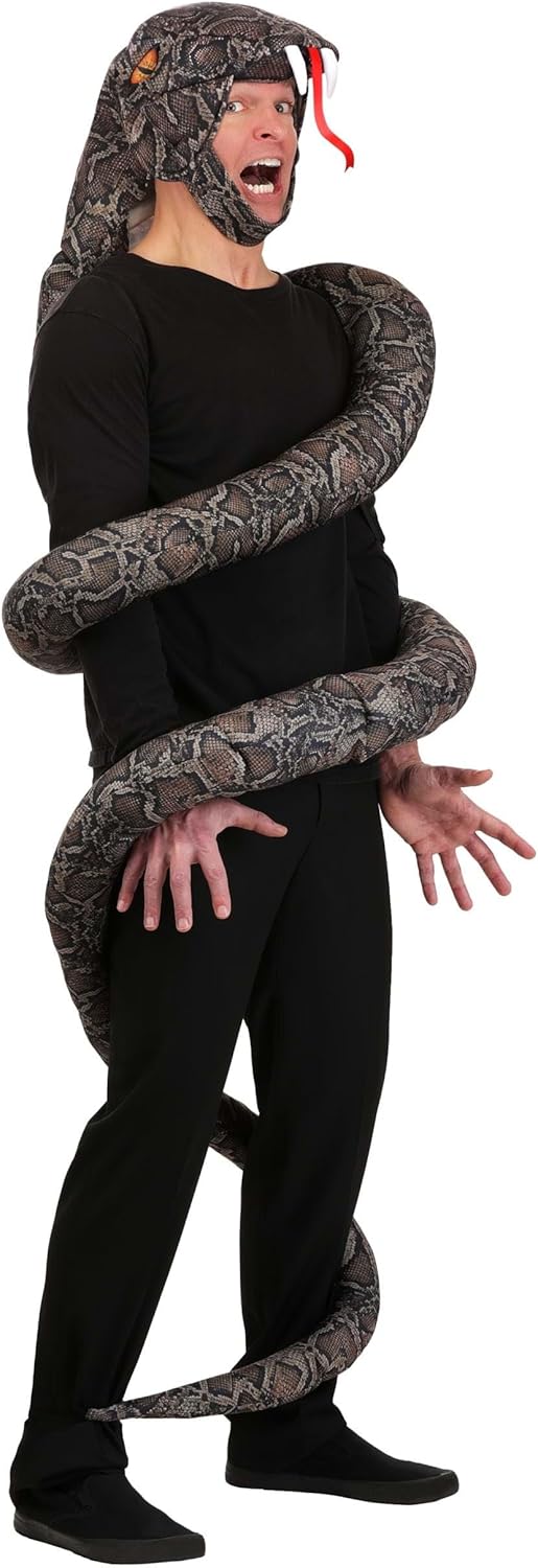 Adult Slithering Snake Costume Funny Animal Outfit with Coiled Python Design for Halloween Cosplay and Parties
